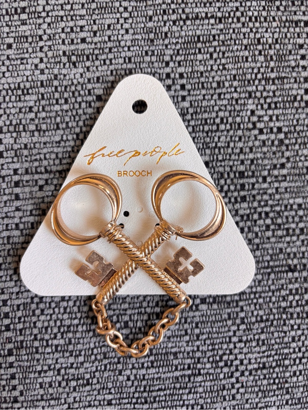 Free People “Unlock Your Love” Gold-Tone Key Brooch NWT